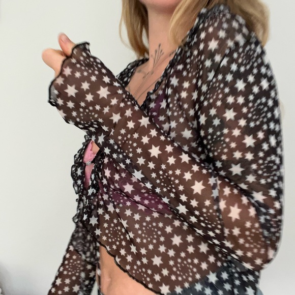 Free People Marne Mesh Cropped Wrap Sheer Top (Size XL) - Picture 5 of 8